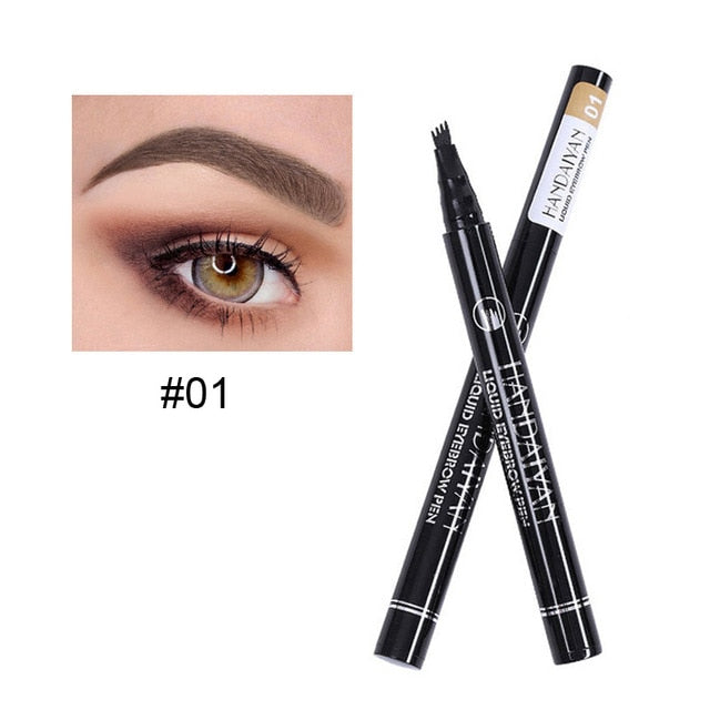 5 Color Microblading Eyebrow Pencil Waterproof Fork Tip Tattoo Pen Tinted Fine Sketch Eye Brow Pencils Long Lasting Eyebrows